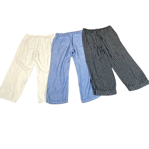 Bundle of 3 Linen Blend Pull on Casual Beach Pants Sz M #111J - Picture 3 of 6